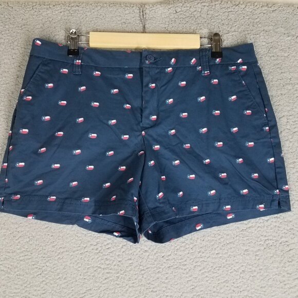Lot Magellan Chino Shorts Women's 14 Lobsters & Texas Flag 4" Casual Summer Blue - Picture 13 of 16
